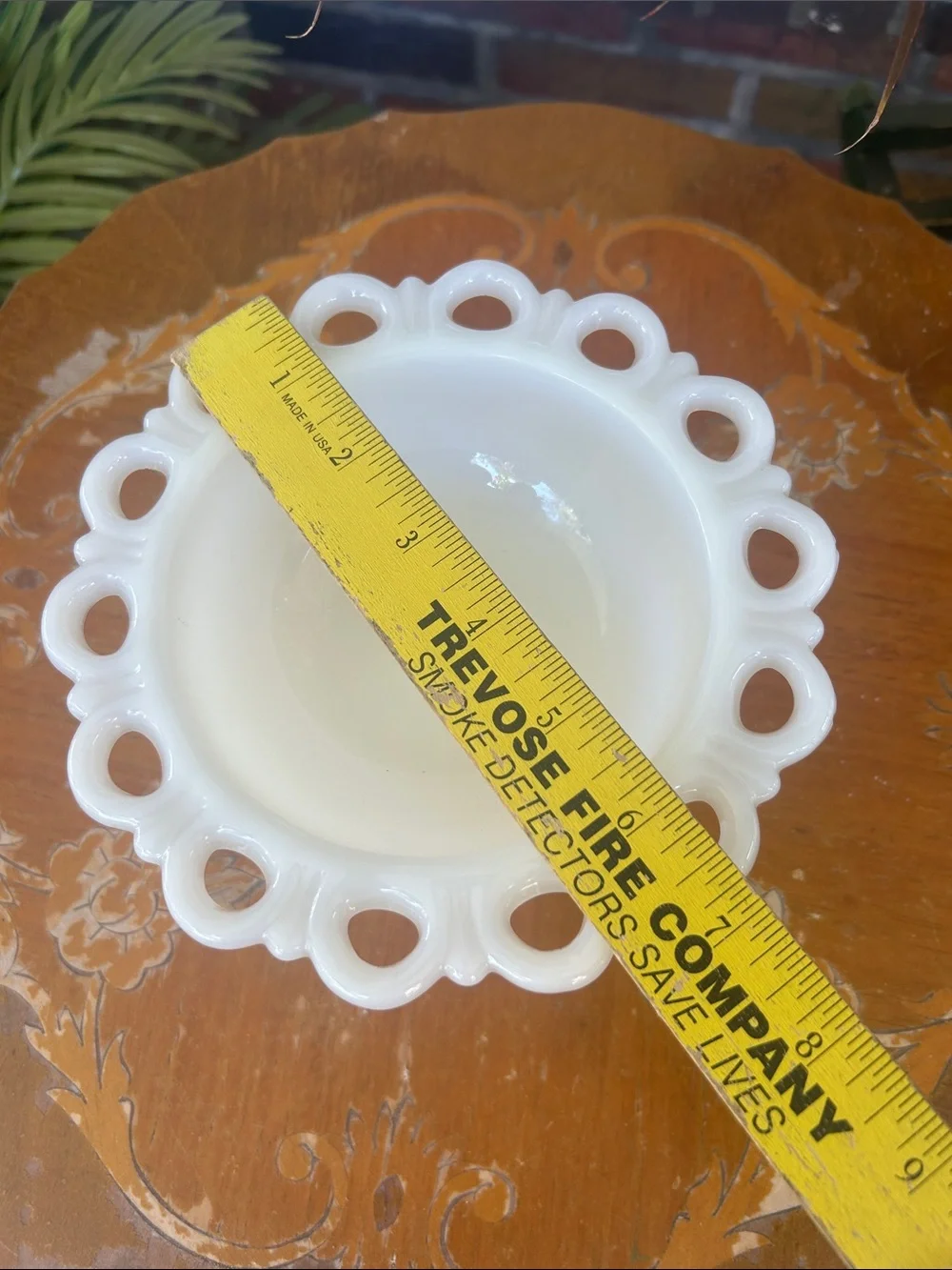 Vintage White MilkGlass Pedestal Bowl with Scalloped Loop Edge
